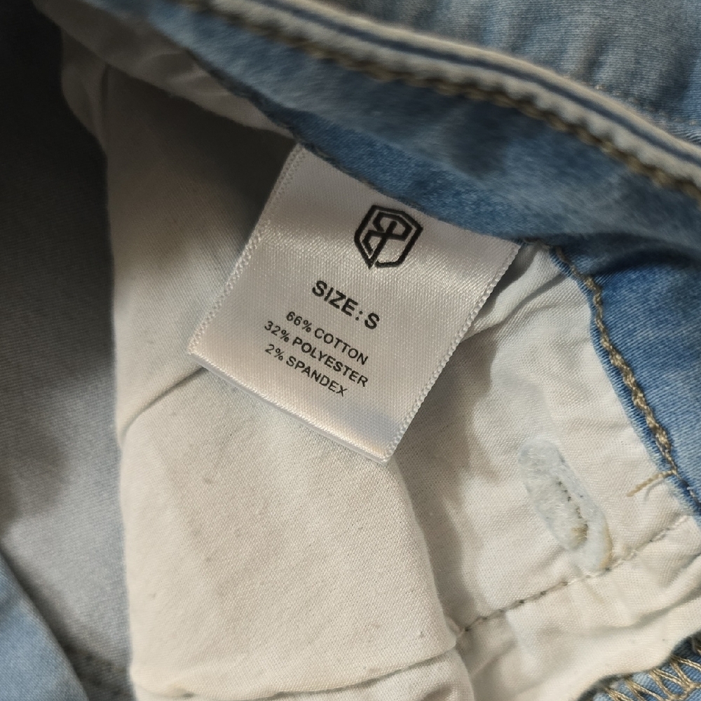 Born Primitive Pale Blue Cuffed Denim Shorts - Picture 3 of 3